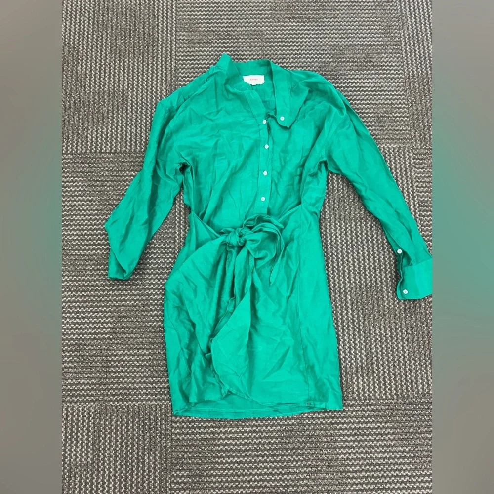 Xirena Green Topaz Arly Cotton & Silk Mini Dress, size M - Picture 4 of 7